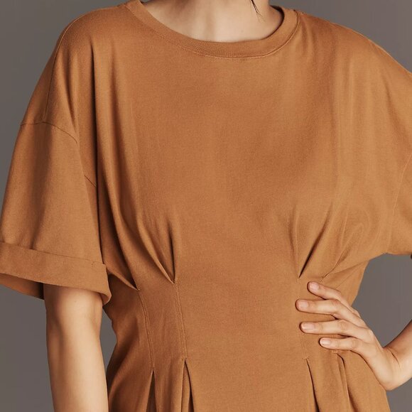 By Anthropologie Short-Sleeve Pleated Peplum Tee - Picture 2 of 4